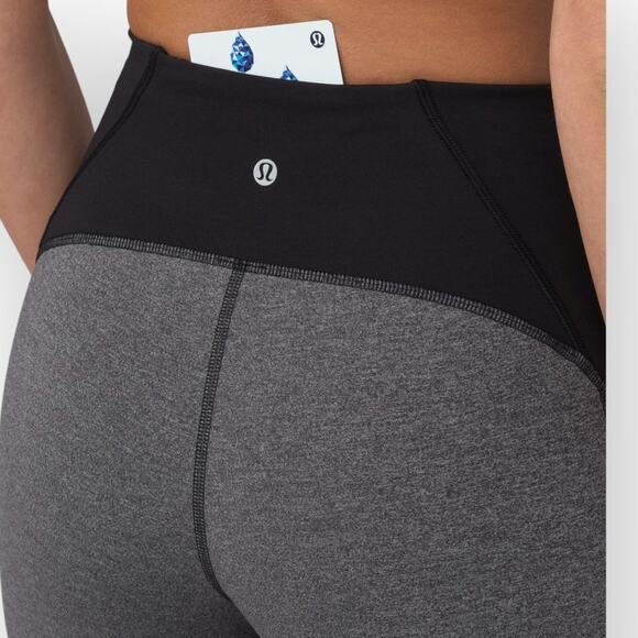 Lululemon Train Times Crop Leggings SIZE 8 Gray Black Luxtreme Training Pants - Picture 6 of 13